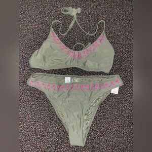 Nwt Aerie Green and Pink Bikini